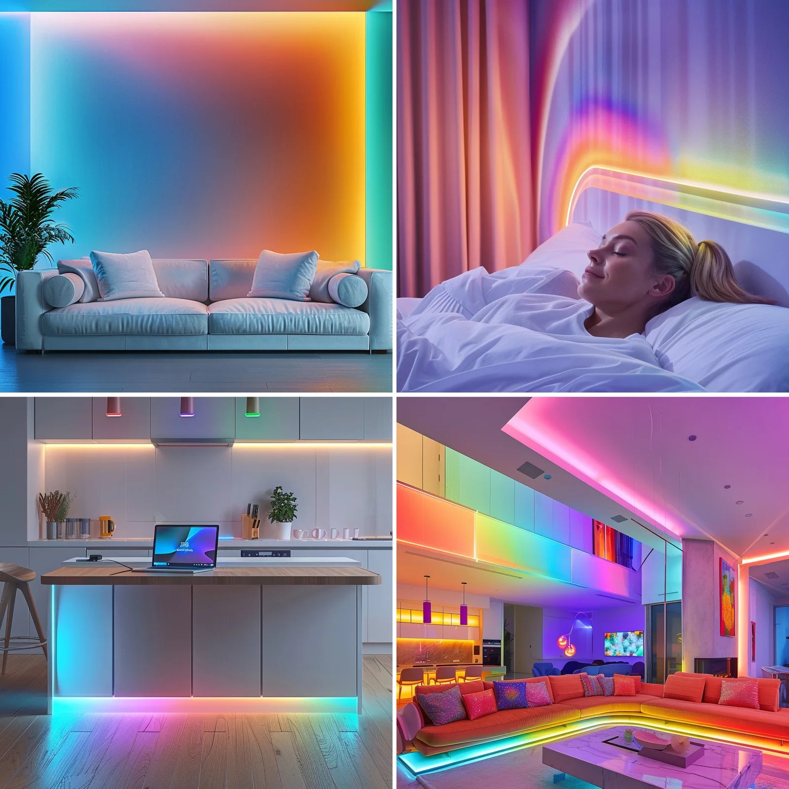 200ft smart LED light strip (2 rolls 100ft), bedroom color-changing RGB light built-in microphone can rhythm with music, su