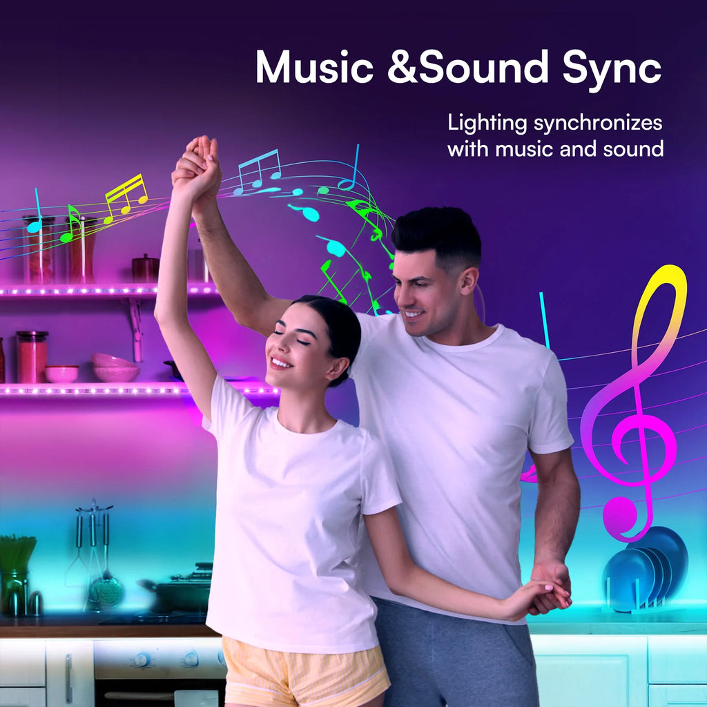 200ft smart LED light strip (2 rolls 100ft), bedroom color-changing RGB light built-in microphone can rhythm with music, su